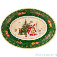 Блюдо 18 х 13 х 5 см овальное зелёное &quot;с новым годом! /дед мороз&quot; / 254426