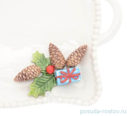 Поднос 30 х 40 см квадратный с двумя ручками &quot;christmas world /pinecone&quot; / 270989