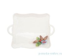 Поднос 30 х 40 см квадратный с двумя ручками &quot;christmas world /pinecone&quot; / 270989
