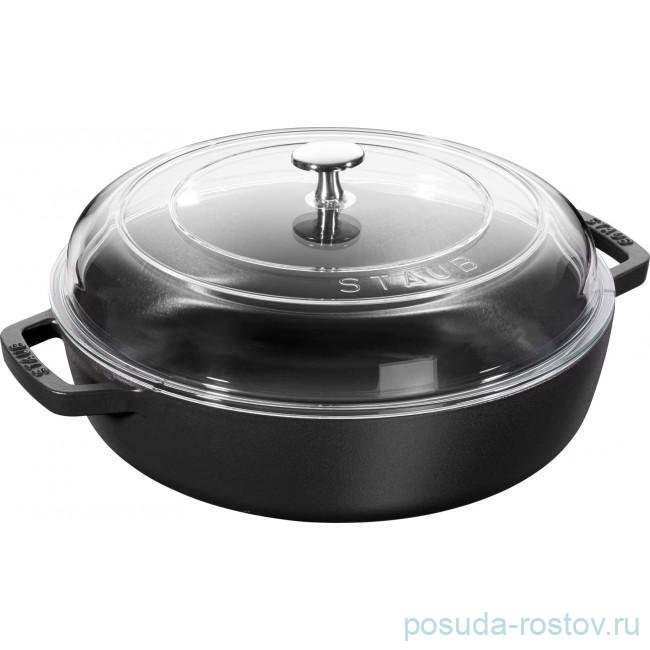 Сотейник 28 см со стеклянной крышкой чёрный 3,7л "STAUB" / 207286