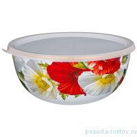 Миска 20 х 9 см с пластиковой крышкой эмалированная 1,7 л &quot;agness /маки&quot; / 256780