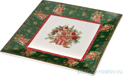 Блюдо 22 х 22 см квадратное зелёное &quot;christmas collection /подарок&quot; / 192364
