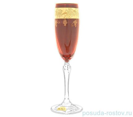 Бокалы для шампанского 160 мл 6 шт рубиновые &quot;Люция /Золотой виноград&quot; / 018236