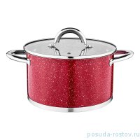 Кастрюля 22 х 12,5 см со стеклянной крышкой 4,6 л красная &quot;agness&quot; / 214455