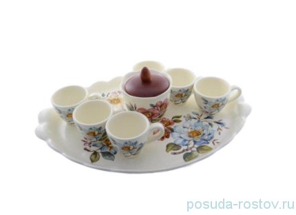 Кофейный набор на 6 персон 9 предметов &quot;Artigianato ceramico /Весенние лепестки&quot; / 223876