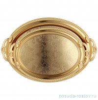 Набор подносов 2 шт овальные с ручками золотые &quot;Rossi&quot; / 305355