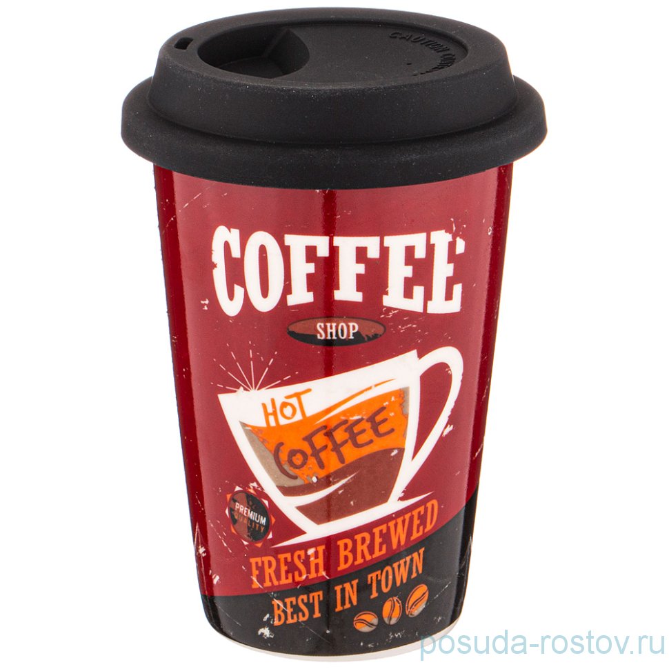 Кружка 400 мл с крышкой "Coffemania" / 263951