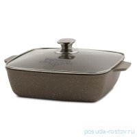 Жаровня 28 см со стеклянной крышкой антирпригарное покрытие 4 л &quot;Гранит /Brown&quot; / 292947