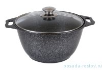 Кастрюля 24 см со стеклянной крышкой антипригарное покрытие 4 л &quot;Kukmara /Тёмный мрамор&quot; / 114653