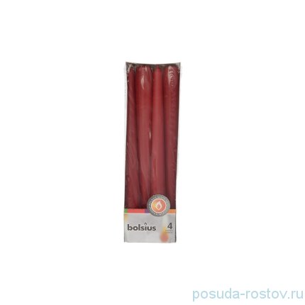 Свечи конусные 24,5 х 2,4 см 4 шт &quot;Тёмно-красные /Bolsius&quot; / 257286
