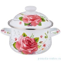 Кастрюля 16 х 10 см с крышкой эмалированная 1,5 л &quot;пленительная роза&quot; / 274423