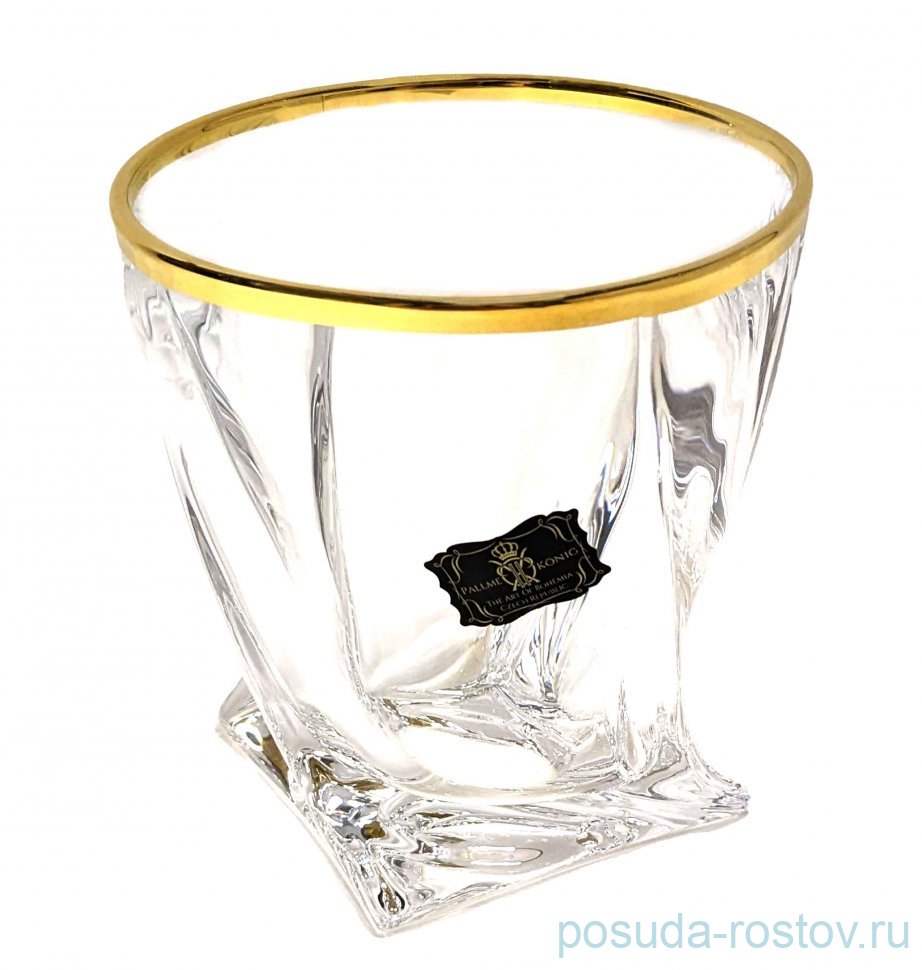 Стаканы для виски 340 мл 6 шт "Квадро /Отводка золото" AS Crystal / 299678