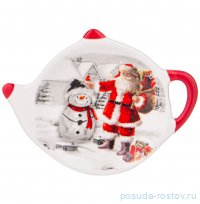 Подставка под чайные пакетики 12 х 8,5 х 1,5 см &quot;С новым годом! /Санта Клаус и снеговик&quot; / 331382