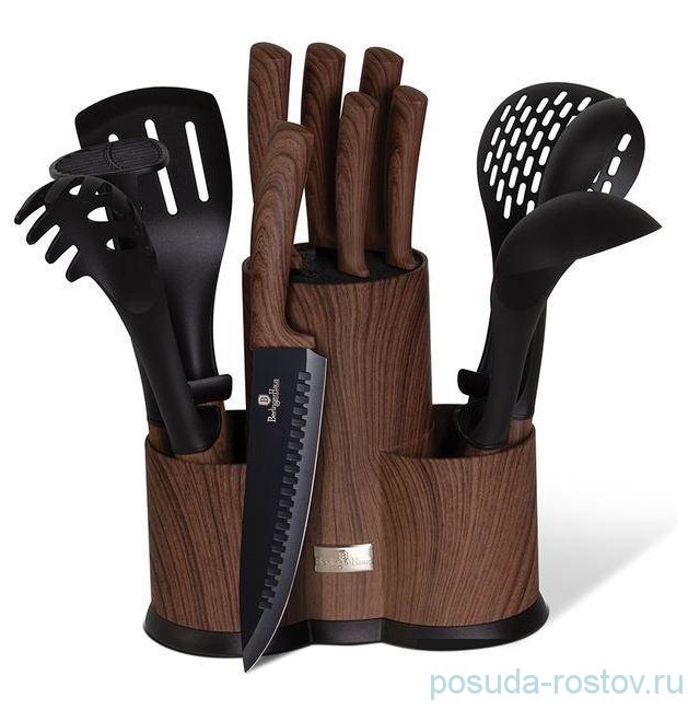 Набор кухонных ножей и аксессуаров на подставке 12 предметов "Ebony Rosewood Collection" / 280779