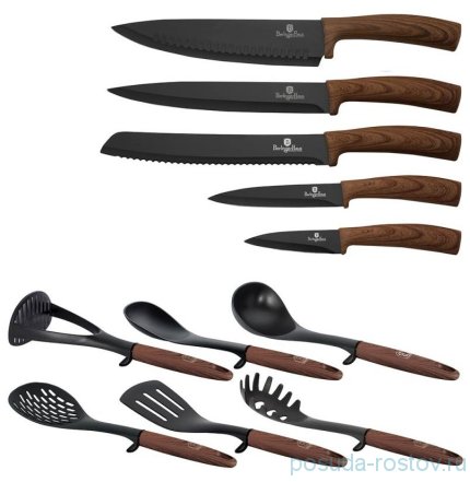 Набор кухонных ножей и аксессуаров на подставке 12 предметов &quot;Ebony Rosewood Collection&quot; / 280779