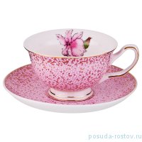 Чайная пара 200 мл 1 шт розовая &quot;Мраморная крошка&quot; / 189637