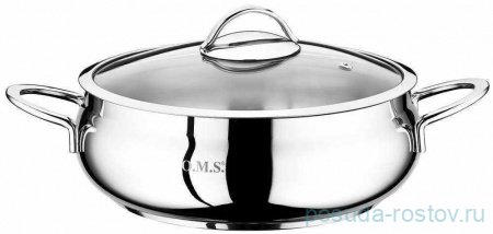 Сотейник 24 х 8 см со стеклянной крышкой 3,2 л "SINGLE COOKWARE" / 284249