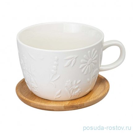 Чайная пара lefard flowers story с дерев. блюдцем 450 мл / 363078