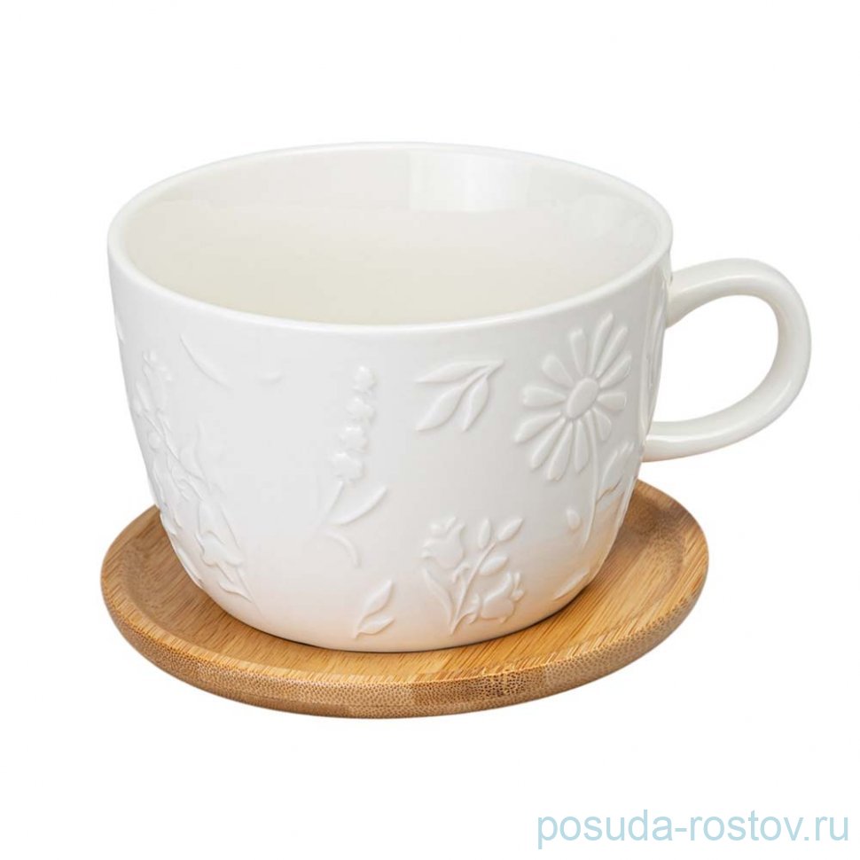 Чайная пара lefard flowers story с дерев. блюдцем 450 мл / 363078