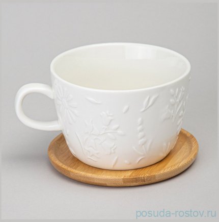 Чайная пара lefard flowers story с дерев. блюдцем 450 мл / 363078