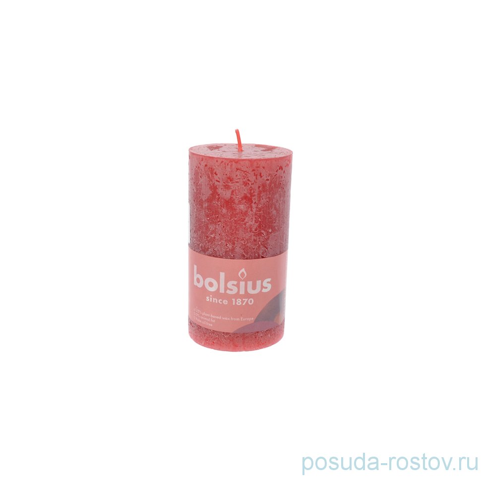 Свеча Рустик 13 х 6,8 см "Нежно-красная /Bolsius"  / 257271