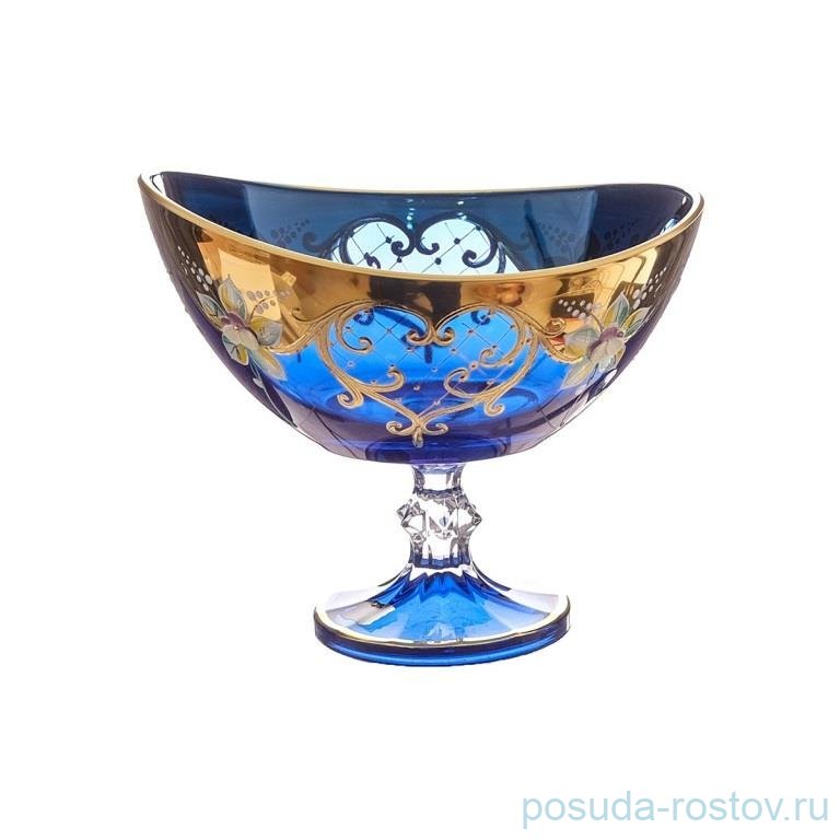 Конфетница 21 см н/н "Лепка голубая" AS Crystal / 346096