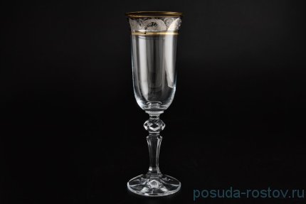Бокалы для шампанского 150 мл 6 шт &quot;Лаура /Цветочный узор на платине&quot; / 005767