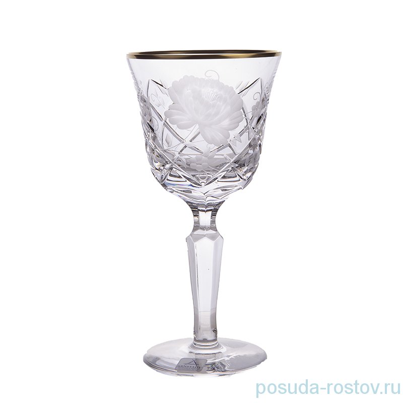 Бокалы для белого вина 190 мл 6 шт "Роза /Золотой кант" / 159625