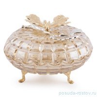 Конфетница 15 х 11 см на 3-х ножках с крышкой янтарная &quot;Бабочки&quot; / 247462