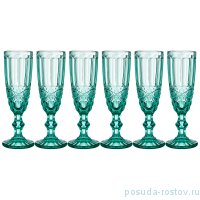 Бокалы для шампанского 150 мл 6 шт бирюзовые &quot;Серпентина /Muza color&quot; / 220735