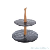 Этажерка 2-х ярусная 31 х 25,6 см &quot;Чёрный камень&quot; / 255084