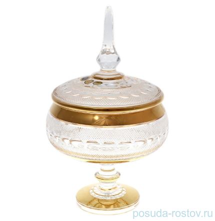 Конфетница 20 см с крышкой н/н &quot;Max Crystal /Хрусталь с золотом&quot; / 132699