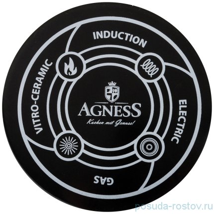 Кастрюля 24 см с крышкой эмалированная 6,1 л &quot;Agness /Маки&quot; / 256778