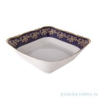 Салатник 25 см квадратный &quot;Мария-Тереза /Золотые веточки /Кобальт&quot; / 229209