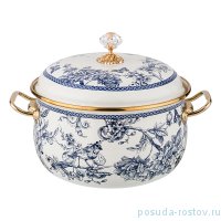 Кастрюля 22 см с крышкой эмалированная 4,8 л &quot;agness /винтаж /цветы и бабочки&quot; / 197735