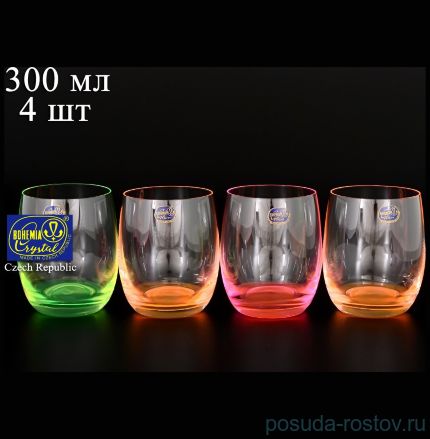 Стаканы для виски 300 мл 4 шт &quot;Клаб /Неон /Ассорти&quot; / 084083