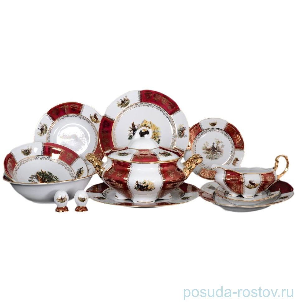 Столовый сервиз на 6 персон 27 предметов "Болеро /Охота красная" / 086876