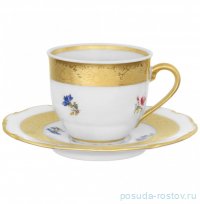 Набор кофейных пар 80 мл 6 шт &quot;Офелия /Мелкие цветы /золото /3052&quot; / 308237