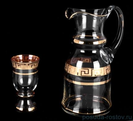 Набор для воды 7 предметов (кувшин 1,5 л + 6 стаканов) &quot;Королевский /Версаче золото&quot; / 005045