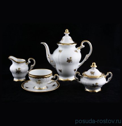 Кофейный сервиз на 12 персон 27 предметов &quot;Роза золотая /золото&quot;  / 002099