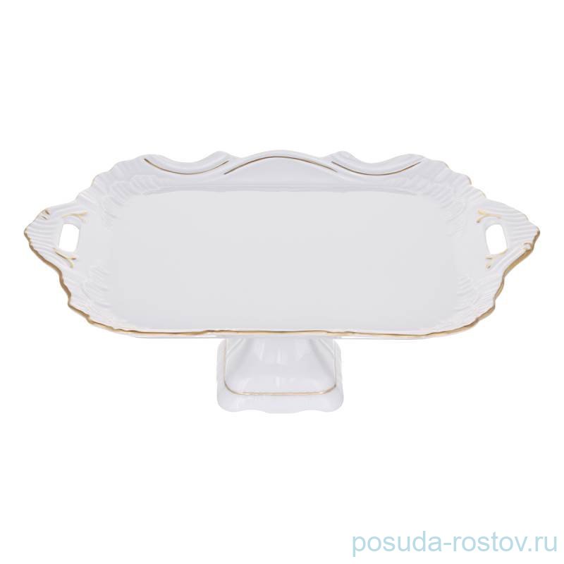 Поднос 36 см прямоугольный н/н с ручками "Офелия /2641 /Золото" / 330511