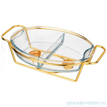 Мармит 2 отсека 2,6 л овальный gold Agness / 336648