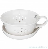 Дуршлаг 19-16 х 16 х 7 см с подставкой 17,5-16 х 3 см белый &quot;Soul kitchen&quot; / 301541