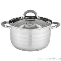 Кастрюля 22 x 12,5 см со стеклянной крышкой серые ручки 4,3 л &quot;Classic&quot; / 273877