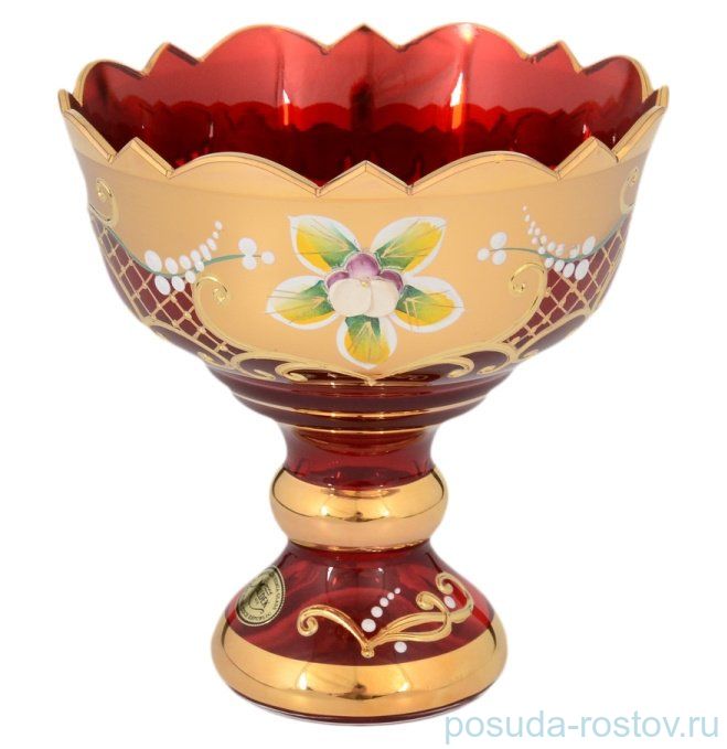 Конфетница 13 см н/н красная "Лепка /резная" И-В / 105679