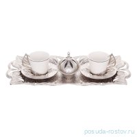 Кофейный набор на 2 персоны 6 предметов &quot;Yaprak /Платина&quot; / 287709