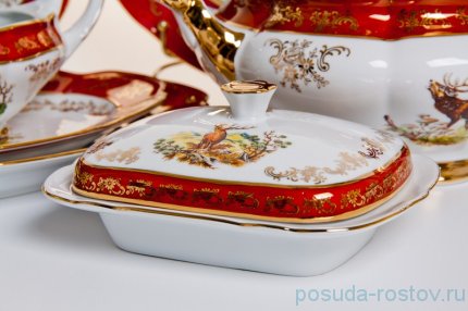 Столовый сервиз на 6 персон 27 предметов &quot;Мария /Охота красная&quot; / 038624
