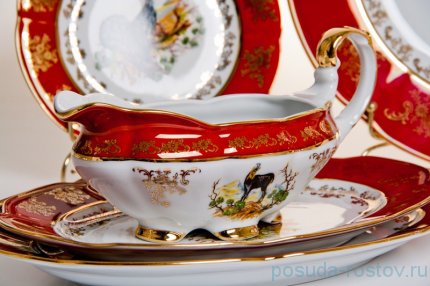 Столовый сервиз на 6 персон 27 предметов &quot;Мария /Охота красная&quot; / 038624