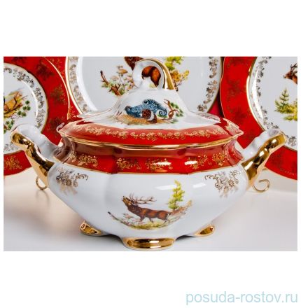 Столовый сервиз на 6 персон 27 предметов &quot;Мария /Охота красная&quot; / 038624