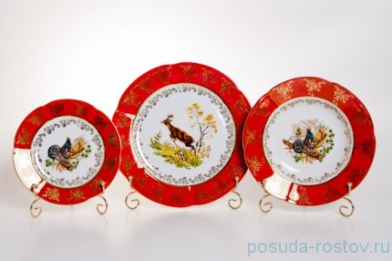Столовый сервиз на 6 персон 27 предметов &quot;Мария /Охота красная&quot; / 038624